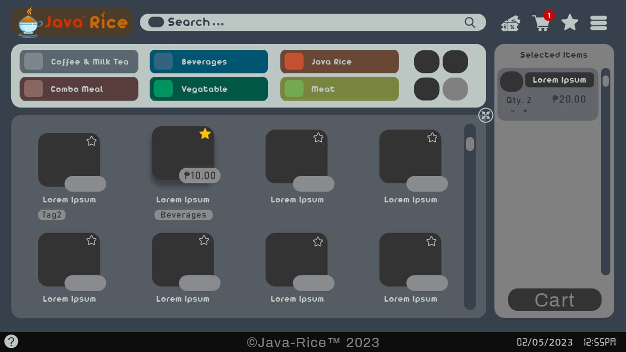 Java Rice - Interactive Food Ordering System